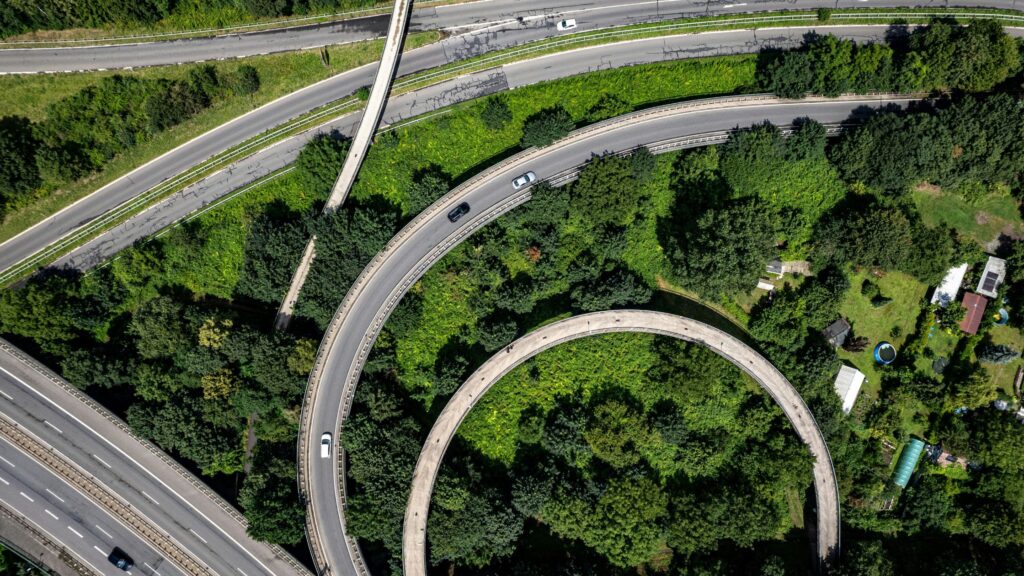 Highway between forests